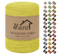 Uiopa Hilo Macrame 3mm x 300m Amarillo Macrame Cuerda Algodon Natural de 4 Hilos Algodó Corde, Bricolaje Craft Cuerda para Macrame Pared, Cortinas, Colgador de Plantas, Cesta Regalo, Atrapasueños