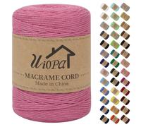 Uiopa Hilo Macrame 3mm x 300m Rosa Oscuro Macrame Cuerda Algodon Natural de 4 Hilos Algodó Corde, Bricolaje Craft Cuerda para Macrame Pared, Cortinas, Colgador de Plantas, Cesta Regalo, Atrapasueños