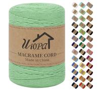 Uiopa Hilo Macrame 3mm x 300m Verde Algas Macrame Cuerda Algodon Natural de 4 Hilos Algodó Corde, Bricolaje Craft Cuerda para Macrame Pared, Cortinas, Colgador de Plantas, Cesta Regalo, Atrapasueños
