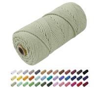 Uiopa Hilo Macrame 4mm x 100m, Cuerda Macrame Cuerda de Algodon Natural Cordel, Cuerda Manualidades para DIY Macrame Pared, Cortina, Colgar Plantas, Decoracion Dormitorio (Frijol Verde)