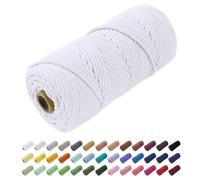 Uiopa Hilo Macrame 4mm x 100m, Cuerda Macrame Cuerda de Algodon Natural Cordel, Cuerda Manualidades para DIY Macrame Pared, Cortina, Colgar Plantas, Decoracion Dormitorio (Blanco)