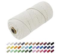 Uiopa Hilo Macrame 4mm x 100m, Cuerda Macrame Gruesa Cuerda de Algodon Natural, Cordel Colores Hilo de Algodón para Manualidades, Macrame Pared, Cortinas, Colgar Plantas, Colgar Fotos (Natural)