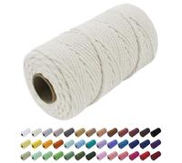 Uiopa Hilo Macrame 5mm x 100m, Cuerda Macrame Gruesa Cuerda de Algodon Natural, Cordel Colores Hilo de Algodón para Manualidades, Macrame Pared, Cortinas, Colgar Plantas, Colgar Fotos (Natural)