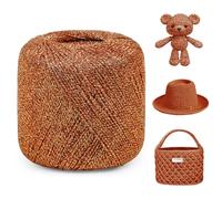 Uiopa Hilo Metálico para Crochet, 2mm x 120m Hilo Bronce Brillante Crochet Yarn para Bolsas, Cestas, Sombreros, Amigurumi, Decoración del Hogar, Manualidades