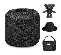 Uiopa Hilo Metálico para Crochet, 2mm x 120m Hilo Negro Brillante Crochet Yarn para Bolsas, Cestas, Sombreros, Amigurumi, Decoración del Hogar, Manualidades