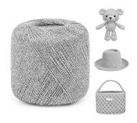 Uiopa Hilo Metálico para Crochet, 2mm x 120m Hilo Plata Brillante Crochet Yarn para Bolsas, Cestas, Sombreros, Amigurumi, Decoración del Hogar, Manualidades