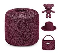 Uiopa Hilo Metálico para Crochet, 2mm x 120m Hilo Rojo Vino Brillante Crochet Yarn para Bolsas, Cestas, Sombreros, Amigurumi, Decoración del Hogar, Manualidades