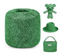 Uiopa Hilo Metálico para Crochet, 2mm x 120m Hilo Verde Brillante Crochet Yarn para Bolsas, Cestas, Sombreros, Amigurumi, Decoración del Hogar, Manualidades