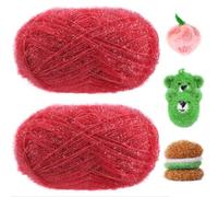 Uiopa Hilo para Tejer a Crochet, 200g(2 x 100g, 2 x 200m) Hilo de Ovillo Lana Crochet para Tejer a Mano, Hilo Crochet Brillante de Poliéster para Esponjas, Manualidades, Decoración