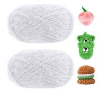 Uiopa Hilo para Tejer a Crochet, 200g(2 x 100g, 2 x 200m) Hilo de Ovillo Lana Crochet para Tejer a Mano, Hilo Crochet Brillante de Poliéster para Esponjas, Manualidades, Decoración