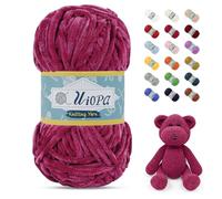 Uiopa Lana Gruesa de Chenille 100g/80m Chenille Yarn Hilo Crochet Grueso Chunky Yarn para Tejer y Ganchillo Amigurumi Mantas Ropa DIY Manualidades (Fucsia Claro)