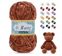 Uiopa Lana Gruesa de Chenille 100g/80m Chenille Yarn Hilo Crochet Grueso Chunky Yarn para Tejer y Ganchillo Amigurumi Mantas Ropa DIY Manualidades (Caramelo)