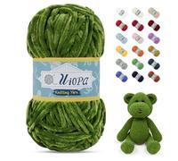Uiopa Lana Gruesa de Chenille 100g/80m Chenille Yarn Hilo Crochet Grueso Chunky Yarn para Tejer y Ganchillo Amigurumi Mantas Ropa DIY Manualidades (Verde)