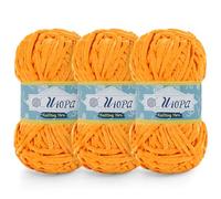 Uiopa Lana Gruesa de Chenille 3 x 100g Chenille Yarn Hilo Crochet Grueso Chunky Yarn para Tejer y Ganchillo Amigurumi Mantas Ropa DIY Manualidades (Amarillo Limón)