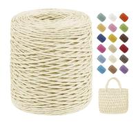 Uiopa Rafia para Tejer Crochet, 100g/150m Hilo de Rafia Natural, Hilo Crochet de Papel para Bolsos, Sombreros, Cestas, Decoración, Manualidades
