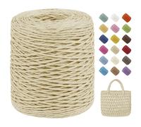 Uiopa Rafia para Tejer Crochet, 100g/150m Hilo de Rafia Natural, Hilo Crochet de Papel para Bolsos, Sombreros, Cestas, Decoración, Manualidades
