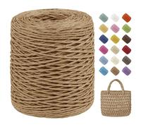 Uiopa Rafia para Tejer Crochet, 100g/150m Hilo de Rafia Natural, Hilo Crochet de Papel para Bolsos, Sombreros, Cestas, Decoración, Manualidades
