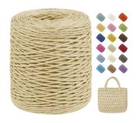 Uiopa Rafia para Tejer Crochet, 100g/150m Hilo de Rafia Natural, Hilo Crochet de Papel para Bolsos, Sombreros, Cestas, Decoración, Manualidades