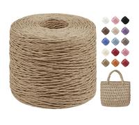 Uiopa Rafia para Tejer Crochet, 250g/380m Hilo de Rafia Natural, Hilo Crochet de Papel para Bolsos, Sombreros, Cestas, Decoración, Manualidades