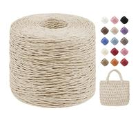Uiopa Rafia para Tejer Crochet, 250g/380m Hilo de Rafia Natural, Hilo Crochet de Papel para Bolsos, Sombreros, Cestas, Decoración, Manualidades