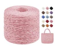 Uiopa Rafia para Tejer Crochet, 250g/380m Hilo de Rafia Natural, Hilo Crochet de Papel para Bolsos, Sombreros, Cestas, Decoración, Manualidades