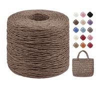Uiopa Rafia para Tejer Crochet, 250g/380m Hilo de Rafia Natural, Hilo Crochet de Papel para Bolsos, Sombreros, Cestas, Decoración, Manualidades