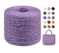 Uiopa Rafia para Tejer Crochet, 250g/380m Hilo de Rafia Natural, Hilo Crochet de Papel para Bolsos, Sombreros, Cestas, Decoración, Manualidades