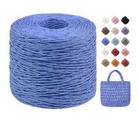 Uiopa Rafia para Tejer Crochet, 250g/380m Hilo de Rafia Natural, Hilo Crochet de Papel para Bolsos, Sombreros, Cestas, Decoración, Manualidades