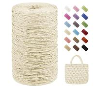 Uiopa Rafia para Tejer Crochet, 460g/700m Hilo de Rafia Natural, Hilo Crochet de Papel para Bolsos, Sombreros, Cestas, Decoración, Manualidades