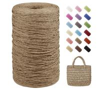 Uiopa Rafia para Tejer Crochet, 460g/700m Hilo de Rafia Natural, Hilo Crochet de Papel para Bolsos, Sombreros, Cestas, Decoración, Manualidades