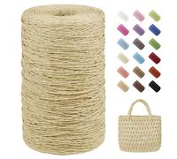 Uiopa Rafia para Tejer Crochet, 460g/700m Hilo de Rafia Natural, Hilo Crochet de Papel para Bolsos, Sombreros, Cestas, Decoración, Manualidades