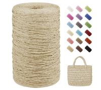 Uiopa Rafia para Tejer Crochet, 460g/700m Hilo de Rafia Natural, Hilo Crochet de Papel para Bolsos, Sombreros, Cestas, Decoración, Manualidades