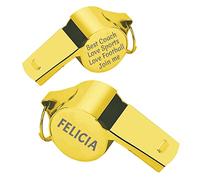 Uiopa Silbato Personalizado, Silbato de Acero Inoxidable con Grabado, Plata/Oro/Oro Rosa Silbato Personalizado para Árbitro, Entrenador, Profesor, Entusiasta de Deportes, Cordón Incluido