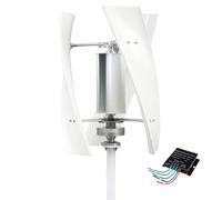 UIOPPOI Kit Completo de generador de Viento Vertical de 12 V/24 V/48 V/110 V/220 V, turbina eólica de 14 000 W con Controlador MPPT, 3 aspas, para terraza, Caravana, Chalet, Barco, Blanco, 220 V