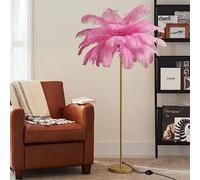 UIOPPOI Lámpara de plumas, lámpara de plumas rosas, lámpara de plumas de avestruz con plumas rosas, luz regulable adecuada para regalo a hija, adecuada para dormitorio y sala de estar (rosa 2)