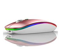 Uiosmuph G12 Inalámbrico Recargable, Ultra Delgado Receptor Nano Wireless Mouse 1600 dpi Ajustables Silencioso Mini Mouse Multicolor LED para Computadora Portátil, PC, Portátil, Macbook (Oro Rosa)