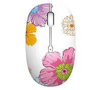 Uiosmuph M101 Ratón Inalámbrico, Silencioso Wireless Mouse, 2.4GRatón Ergonómico para Portátil, portátil/PC/portátil/Ordenador/Macbook (Flower)