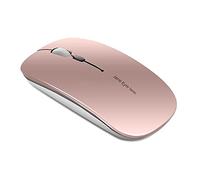 Uiosmuph Q5 Ratón Inalámbrico Recargable, 2.4G 1600DPI Silencioso,Oro Rosa
