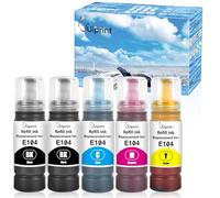 Uiprint 104 Tinta Multipack Compatible para Epson 104 Tinta ET-1810 ET-2710 ET-2720 ET-2810 ET-2811 ET-2812 ET-2814 ET-2815 ET-2820 ET-2821 ET-2825 ET-2826 ET-4700 ET-4800 Printer(5-Pack,2BK/C/M/Y)
