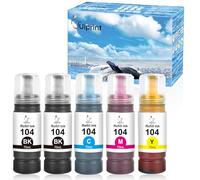 Uiprint 104 Tinta Multipack Compatible para Epson 104 Tinta ET-2820 ET-2710 ET-2720 ET-2815 ET-2810 ET-2826 ET-1810 ET-2711 ET-2712 ET-2715 ET-2714 ET-2714 ET-2714 ET-2714 721 E T-2726 ET-4800 (2negro