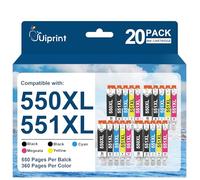 Uiprint PGI-550XL CLI-551XL 550XL 551XL Multipack Compatible para Canon Impresora 550 551 para Pixma MX925 MG5650 IP7200 MX920 MX725 MX925 IX6850 IP7250 IP8750 MG5450 MG5550 MG6350 (20 unidades)