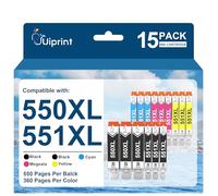 Uiprint PGI-550XL CLI-551XL 550XL 551XL Multipack Compatible para Canon Impresora 550 551 para Pixma MX925 MG5650 IP7200 MX920 MX725 MX925 IX6850 IP7250 IP8750 MG5450 MG5550 MG6350 (15 unidades)