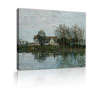 UIRINGART Alfred Sisley Pinturas famosas Réplica de obras de arte el Sena en Port-Marly Pilas de arena Lienzos Impresiones Arte de pared para sala de estudio decor del hogar Marco interior 30x40cm