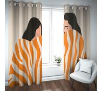 UIRINGART Arte Abstracto Beige Naranja Cortinas Opacas para Mujer Dormitorio diseño de Rayas de Tigre con patrón de Gris privada Cortinas de Ojal para Estudio 2 Paneles B96xH114cm