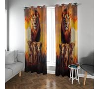 UIRINGART Arte de Vida Silvestre Cortinas Opacas para Dormitorio grafitis callejeros Patrón de Sonido Cortinas de Ventanas para Ojos de guardería 2 Paneles B140xH245cm