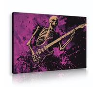 UIRINGART Arte guitarra esqueleto Música Lienzo Arte pared Pinturas Impresiones Póster estilo graffiti Obras arte música vintage moderna para decoración sala estar Marco interior 40x60cm