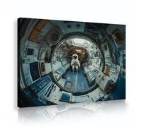 UIRINGART Arte pared en lienzo astronauta Estación espacial Cuadros contemporáneos Impresiones arte Pósters futuristas Pintura para decor interior junto a la cama 80x125cm Marco interior