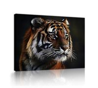 UIRINGART Arte pared en lienzo tigre Majestuoso Impresiones vida silvestre Moderno Retrato animal Póster Obra arte Pintura para sala estar Dormitorio decor oficina en casa 75x100cm Marco interior