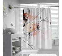 UIRINGART Biombo Ducha Minimalista W120xL180cm Arte líneas Finas Abstracto Moderno Negro Rosa Rosado Acuarela Formas geométricas Resistente Moho Tela Cortina Ducha con Ganchos