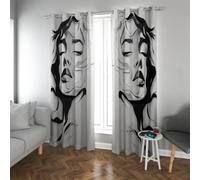 UIRINGART Blanco y Negro con Estampado Abstracto de Rostro Humano Cortinas Opacas para el salón con Cortinas de Ventana con Tejas de Ojo para el Dormitorio 2 Paneles B140xH210cm
